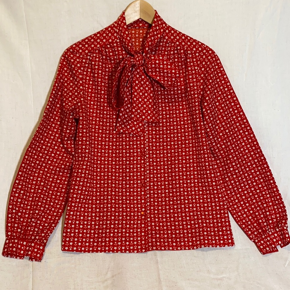 70s Floral Button Down with Neck Tie